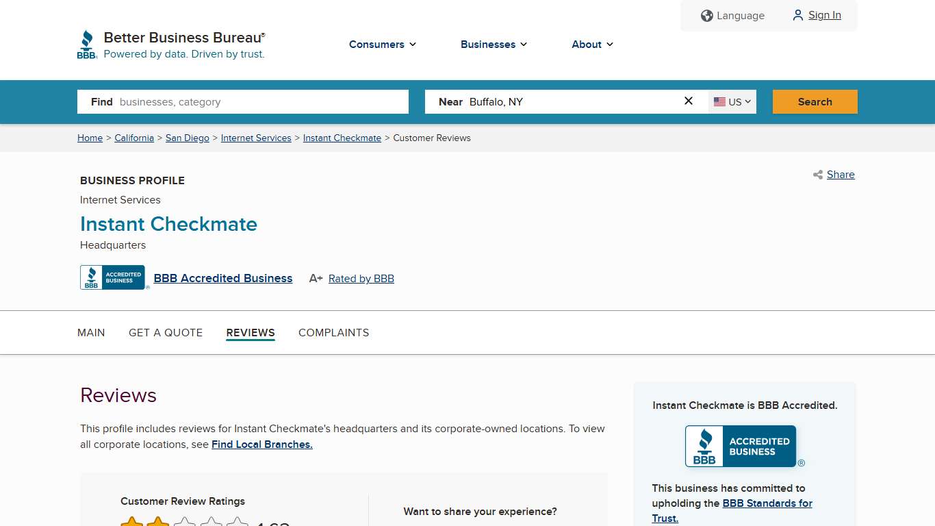 Instant Checkmate | BBB Reviews | Better Business Bureau